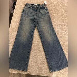PacSunMadison High Waisted Wide Leg, Girlfriend Jeans Medium Indigo, NWT. Sz 26